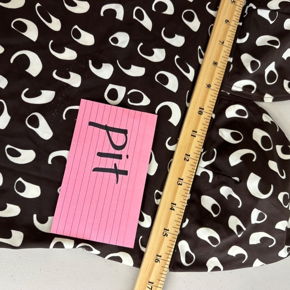 Vintage Y2K Silhouette Solutions Halter Tankini Top Brown & White Abstract Print - Picture 13 of 15